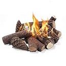 Skypatio Large Ceramic Woods Fireplace Logs, 9pcs Set Fireplace Decoration for All Types of Indoor,Outdoor,Gas Inserts,Ventless,Propane, Gel, Ethanol, Electric or Patio Fireplaces & Fire Pits, HEA