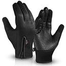WESTWOOD FOX WFX Cycling Gloves Touchscreen Thermal Running Gloves Black Winter Gloves Warm Windproof Non-slip Fleece Lining Bike Gloves Warm Gloves for Men Women (L;, Black)