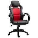 HOMCOM Racing Gaming Chair High Back Office Chair Computer Desk Gamer Chair with Swivel Wheels, Padded Headrest, Tilt Function, Red