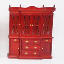 Accesorio de muebles de madera gabinete de almacenamiento rojo vintage para casa de muñecas 1/12