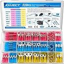 Kuject 320 PCS Heat Shrink Wire Connectors kit, Multipurpose Waterproof Electrical Wire Terminals, Insulated Crimp Connectors Ring Fork Spade Butt Splices for Automotive Marine Boat Truck