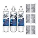AQUA CREST 469690 ADQ36006101 Refrigerator Water Filter and Air Filter, Replacement for LG® LT700P® & LT120F®, Kenmore® 9690, 46-9690, 3 Combo