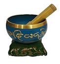 Purpledip Bell Metal Singing Bowl: Dhyana Musical Instrument for Meditation, 4.5 Inches, Blue (12128)