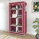Maison & Cuisine® 4+4 Layer Collapsible Wardrobe for Clothes with Side Pocket 7800-2 (84CM x 42.5CM x 166CM, Maroon) Storage Unit