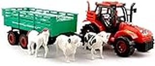 OANGO Super Tractor With Real Looking 3 Pcs Animal Trolley Toy For Kids,Multicolor