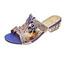 Sandali da donna eleganti con strass scintillanti sandali per gioielli da donna sandali casual estivi, A2 Blue, 36 EU Large