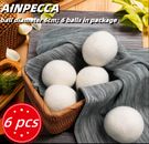 AINPECCA Set of 6 pcs 100% Wool Dryer Balls Fabric Laundry Accessories 6 cm Soft