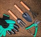 GOLD DUST Gardening Tools Kit for Home Garden, (Trowel, Hand Cultivator, Garden Fork, Pruner and Gardening Gloves), Garden Tools for Home Gardening Set, Gardening Tools Combo