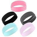 5Pcs Workout Headbands for Women Elastic Headbands Non-Slip Head Bands Soft Sweat Wicking Stretchy Headbands for Yoga Running Sports Gym