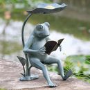 Frog Birdfeeder LED Garden Sculpture Verdi Bronze , Verdi Bronze