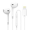 ADUZI Lightning Wired Earphones/iPhone Headphones with Lightning Connector[Apple MFi Certified] Built-in Microphone & Volume Control,Phone Calls,Compatible with iPhone 14/13/12/11