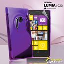 Purple S Curve Gel Case For Nokia Lumia 1020 + SP Tpu Jelly Skin Soft Cover