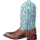 Laredo Womens Anita Square Toe Dress Boots Mid Calf Low Heel 1-2" - Blue, Brown - Size 9 B