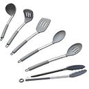 Ducurae Kitchen Utensils Set, Premium Quality 6 Pcs Cooking Utensils, Food Grade Silicone | BPA Free | Stain Resistant| Grey| Stainless Steel Utensil Set | Spatula Set |Kitchen Gadgets and Tools|
