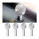 BELOMI 4PCS Bling Car Inner Door Lock Covers, Crystal Rhinestones Automotive Pull Rod Bolt Decoration Stickers Sparkly Door Bolt Cap, Universal for Vehicles（White）