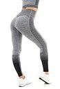 M17 Womens Ladies Leggings Soft Touch Strong Absorption Gradient Stripe Seamless Sports Yoga Gym Fitness Running Pants - Large - Grey Marl/Black,5056242869498