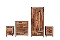 Kingwudo® Wooden Bedroom Furniture 4 pieces Set (3 Drawers Bedroom x2, 3+2 Drawers Chest, 2 Door 2 Drawer Wardrobe) Bedroom Storage Sets Wardrobe Sets