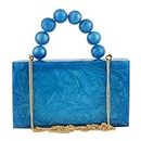 Clarabae Acrylic Big Marble Clutch Purse For Women Sling Handbags For Evening Formal Handbag Party Bridal Wedding Clutch Purse for Women & Girls (Blue)