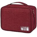 GOCART WITH G LOGO Travel Cable Organizer Bag, Wash Bag, Men Women Portable Cable Storage Bag, Make Up Case (Red)