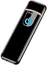 LIMESHOT Electric USB DEL-08 Touch Lighter for Smoking Rechargeable Windproof Slim Coil Lighter with Smart Fingerprint Sensor Double Side Ignition Lighter Cigarette Stylish (Black)