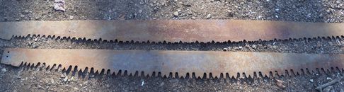 2 Vintage Two Man Cross Cut Logging Sawmill Saw Blades Only, 72", 78"