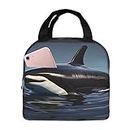 Orca Killer Whale Print Lunch Bag Borsa termica per il pranzo Borsa riutilizzabile Tote Bag per donne uomini Lavoro Ufficio Viaggi