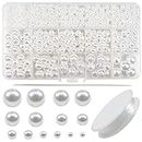 TOAOB 1400 Pezzi Perle per Bigiotteria Bianche Plastica 3 mm a 14 mm Rotonde Decorative Perline Bianco Craft Beads per Braccialetti Cucire Collane Artigianato Creazione Gioielli Fai da Te