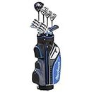 MacGregor Golf Mens DCT3000 Premium Graphite Irons Graphite Woods Golf Club & Cart Bag Package Set, Mens Right Hand, Black/Blue