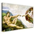 Printed Paintings Leinwand (60x40cm): Michelangelo - Die Erschaffung Adams Renaissance Malerei