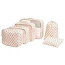 PROMUN Travel Packing Cubes, 6 Set Luggage Organizer with Laundry Bag, Luggage Compression Pouches, Waterproof (Pink)