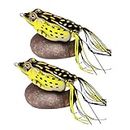 Vinayakart 2 Pcs Artificial Soft Bait Frog Fishing Lure Dark Yellow Color Realistic Frog Bait 10 cm Soft Swimbait Floating Bait with Hooks for Freshwater Saltwater