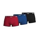 BOSS Men's 3-Pack Stretch Cotton Regular Fit Trunks, New Red/Blue/Black, Large