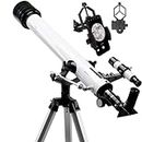 FotoCart 60AZ Telescope with Phone Adapter, High Power Telescope Gift for Kids, Adults, Beginners to Explore Moon, Space, Planets, Stargazing,Day-Night Sky. (60AZ (F700-Refractor))