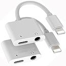 iPhone, [Apple MFi Certified] 2 in 1 Lightning to 3.5mm AUX Audio + Charger Splitter Compatible with iPhone 14/13/12/11/XS/XR/X 8/7/SE, Support Music Control(Not for Call)