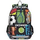 Watercolor Ball Sports Pattern School Backpack Girls Waterproof Travel Backpack Kids, Painted Sport Equipment Pattern, One Size