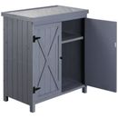 Garden Storage Cabinet Outdoor Yard Tool Shed with Galvanized Top & Two Shelves