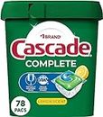 Cascade Complete Dishwasher Pods, Actionpacs Dishwasher Detergent, Lemon Scent, 78 Count
