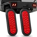 Nilight 6Inch Oval Trailer Tail Light 2PCS Red 24LED Stop Brake Turn Marker Light w/Flush Mount Grommets Plugs IP67 Waterproof for 12V Truck ATV UTV Trailer Bus RV Camper, 2 Years Warranty