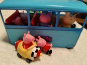 Peppa Pig Blue School Bus  With Misc Figures Figures Non-Working Bus- 2003