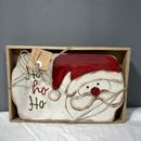 Pastel de barro Navidad Santa Ho Ho Ho bandeja/plato de cerámica ~ Nuevo en caja AA