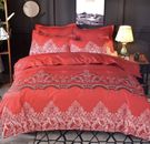 3pc Bedding Set Duvet Luxury Lace Printed Full Red Duvet Pillowcases Bed Set