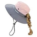 Toddler Child Kids Girls Summer Sun Hat UV Protection Wide Brim Beach Hat Floppy Bucket Hats for Fishing Gardening Pink