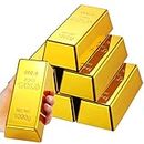 6 Pcs Fake Bar Replica Brick Bullion Glittering Movie Prop for Stage Decoration Halloween Pirate Costume Party Supplies Novelty Gifts Paper Weight Door Stop (Gold, 6.5 Inch)