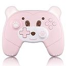 Mytrix Super Cute Controller for Nintendo Switch for Kids/Girls, Wireless Switch Pro Controller for Switch Lite/OLED with Breathing Light, Pink Bear, Home Button, Macro Buttons, Turbo & Vibration