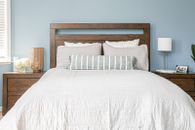 Linen Cotton Quilt Set Queen King size bed (3piece shams included) solid Gray