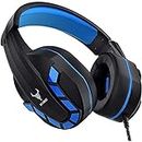 Kikc Gaming Headset with Mic for PS4, PS5, Xbox, PC, Switch, Controllable Volume Gaming Headphones with Soft Earmuffs for Mobile Phone, iPad, and Notebook, 40mm Drivers, 3.5 mm Audio Jack-Blue