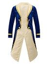 inlzdz Kids Baby Boys Prince Halloween Cosplay Costume Vintage Court Blazer Tailcoat Tuxedo Suit Jacket Royal Blue 13-14 Years