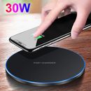 UK 30W Wireless Phone Charger Pad Universal  Fast Charge Dock For Samsung iPhone
