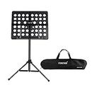 Finether Sheet Music Stand Musical Score Stand Folded Lightweight ABS Aluminum Alloy 53cm -140cm Height Adjustable Stand 4 Colors with Carrying Bag for Stage Studio Home School Performance (Black)