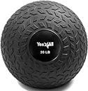Yes4All 20 lbs Slam Ball for Strength, Power and HIIT Workout - Fitness Exercise Ball with Grip Tread & Durable Rubber Shell (20 Lbs, Black)